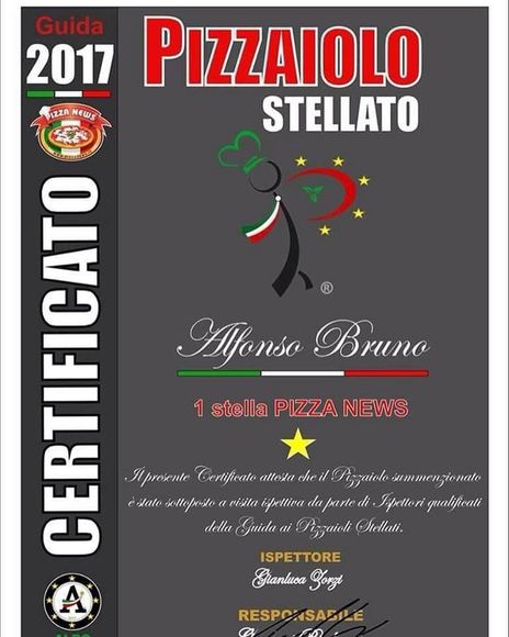 Certificato di Pizzaiolo Stellato Alfonso Bruno