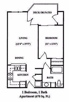 One Bedroom Senior Living Apartment