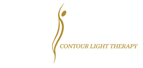 A logo for contour light therapy with a silhouette of a woman