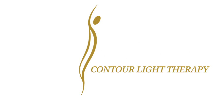 A logo for contour light therapy with a silhouette of a woman