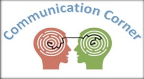 Communication Corner Text Above Two People Talking With Mazes Connecting Their Minds