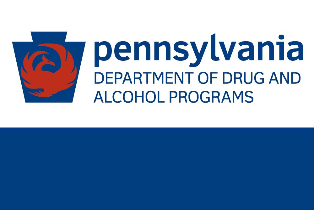 Pennsylvania Department of Drug and Alcohol Programs logo with red emblem and blue banner