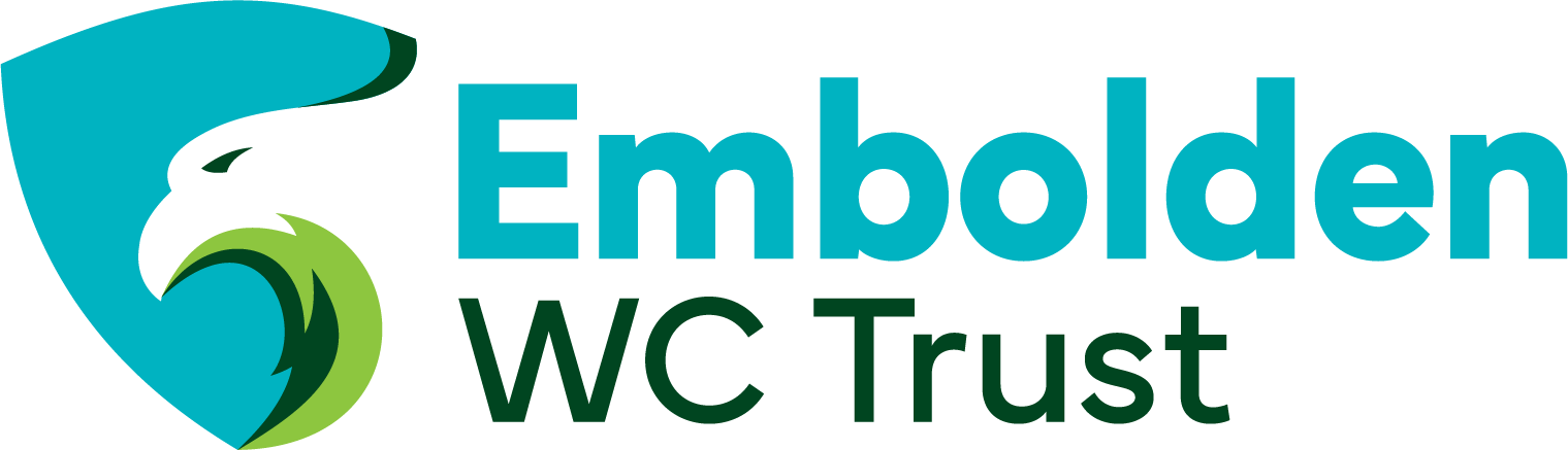 Logo for Embolden WC Trust with a stylized teal and green shield icon featuring an eagle head beside the name.