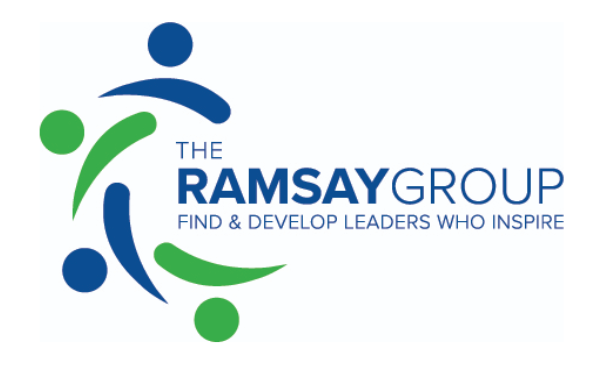 Logo for The Ramsay Group featuring a circular icon of abstract human figures in blue and green with text below.