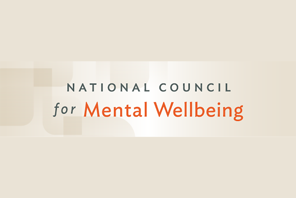 Logo for National Council for Mental Wellbeing; text on a beige background.