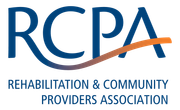 Logo for the Rehabilitation & Community Providers Association (RCPA), featuring blue letters and an orange swoosh.