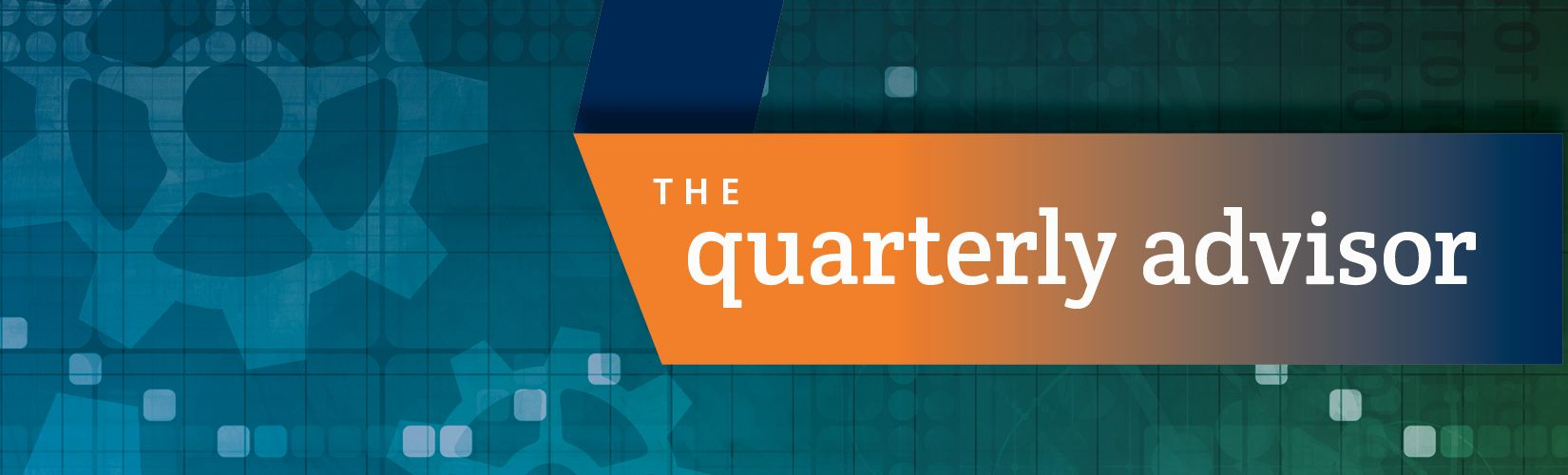 The Quarterly Advisor logo on a blue-green patterned background