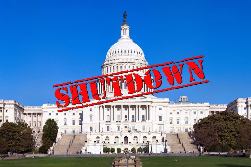 Congress building with Shutdown text laid over