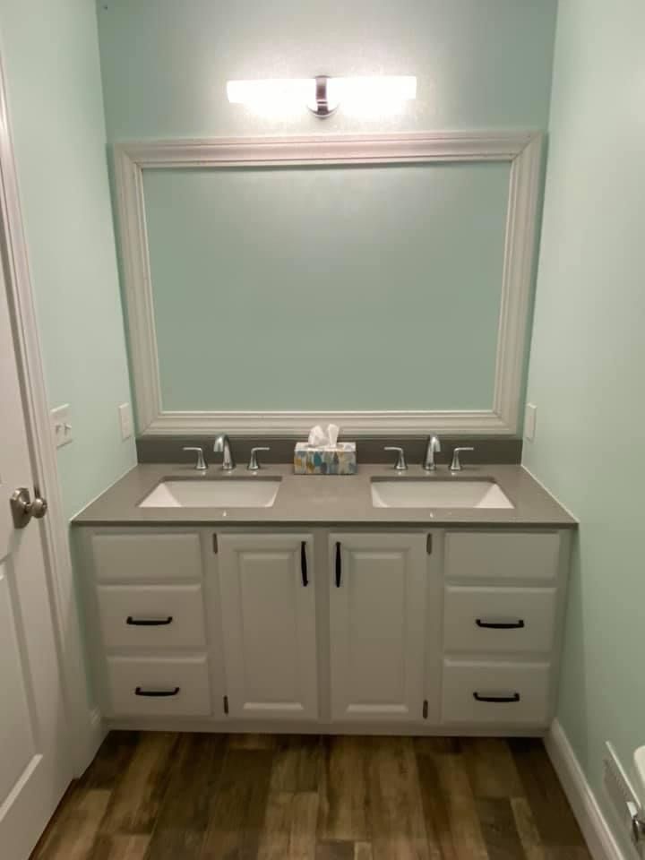 bathroom vanity with double sinks, bathroom remodeling, fleshing mi, bretts design