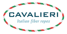 Logo Cavialieri con la scritta "Corde in fibra italiane" all'interno di un ovale rosso, verde e bianco.