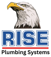 A logo for Rise Plumbing Systems with an eagle on it