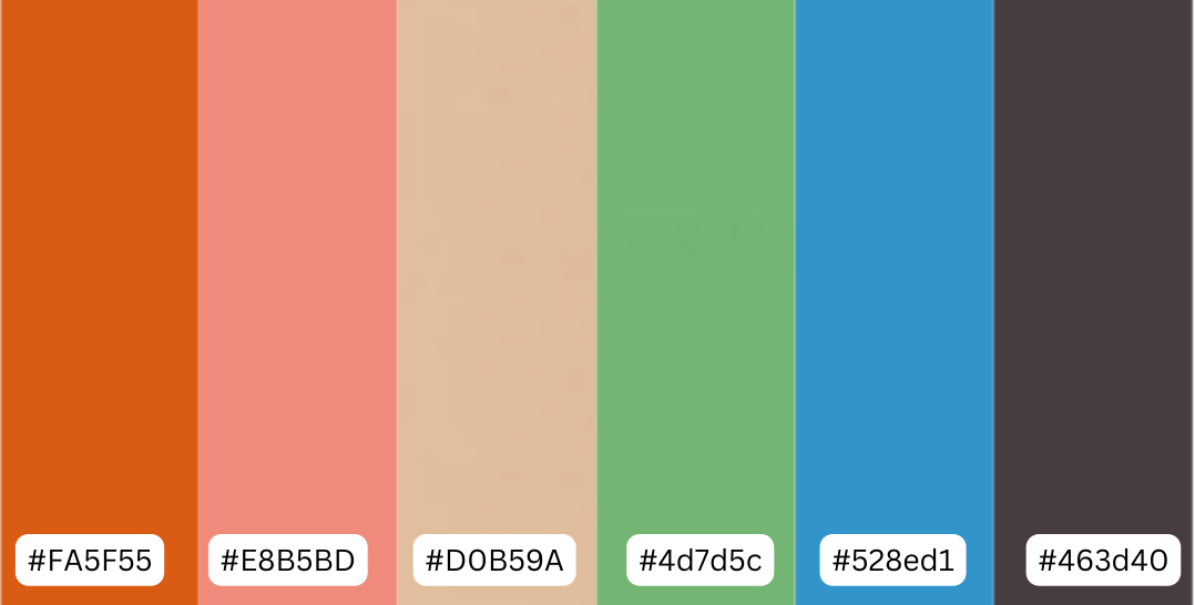 Hawaii color palette with hex codes
