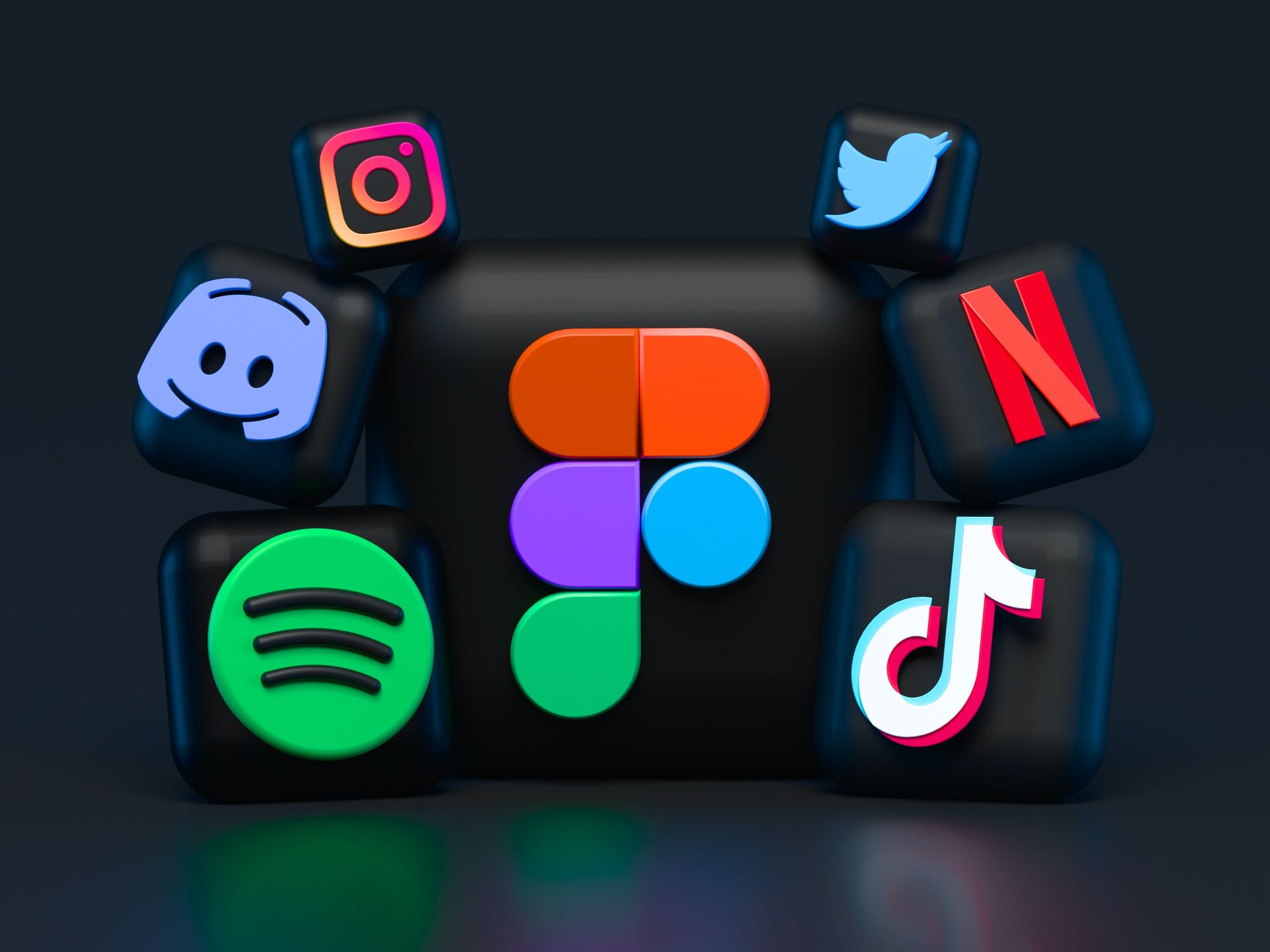 a group of social media icons are stacked on top of each other .