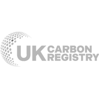 The uk carbon registry logo is a gray logo with a circle in the middle.