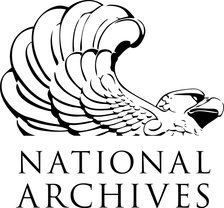 A black and white logo for the national archives