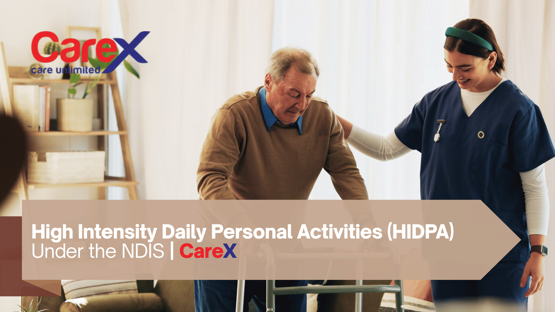 Support worker assisting an NDIS participant with complex personal care in a respectful, person-cent