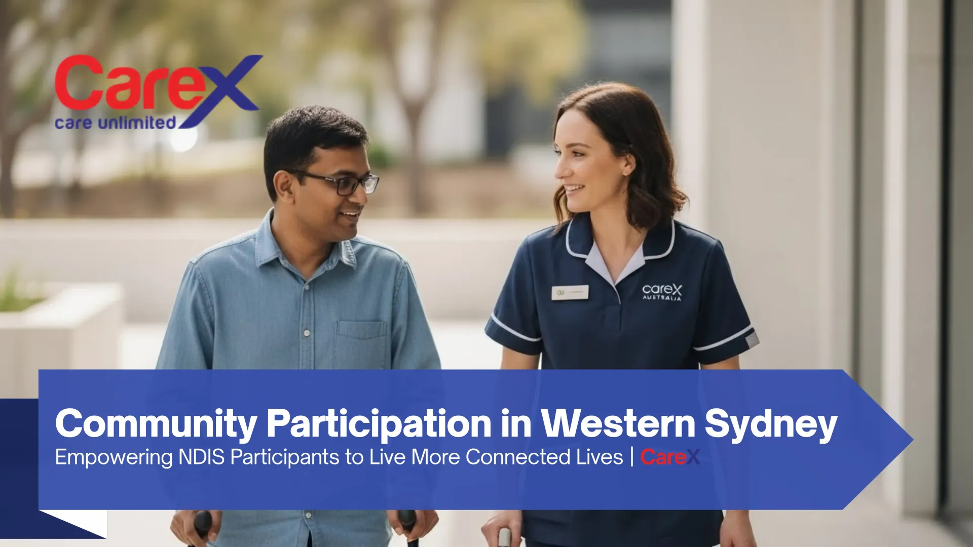 NDIS community participation support worker assisting a participant during a social activity in West