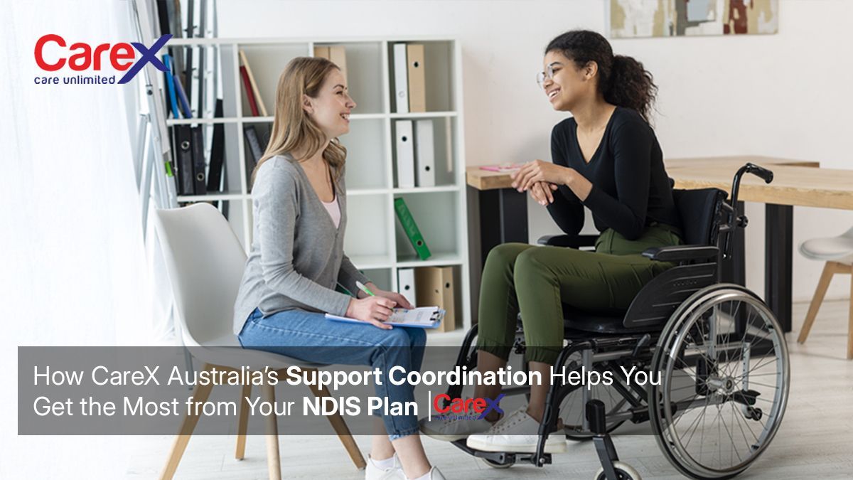 NDIS participant receiving support coordination services from CareX Australia staff