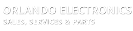 Orlando Electronics logo with “Sales, Services & Parts” text in light gray on white background