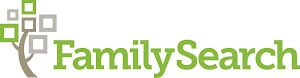 A logo for family search with a tree in the middle