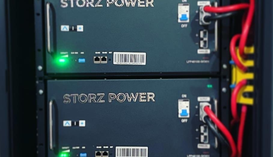 A row of storz power batteries sitting on top of each other