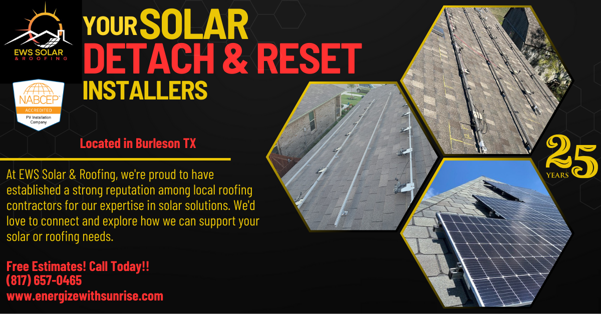 An advertisement for solar detach and reset installers