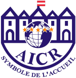 Das logo von aicr ist ein blau-weißes logo mit einem schloss und einem globus.