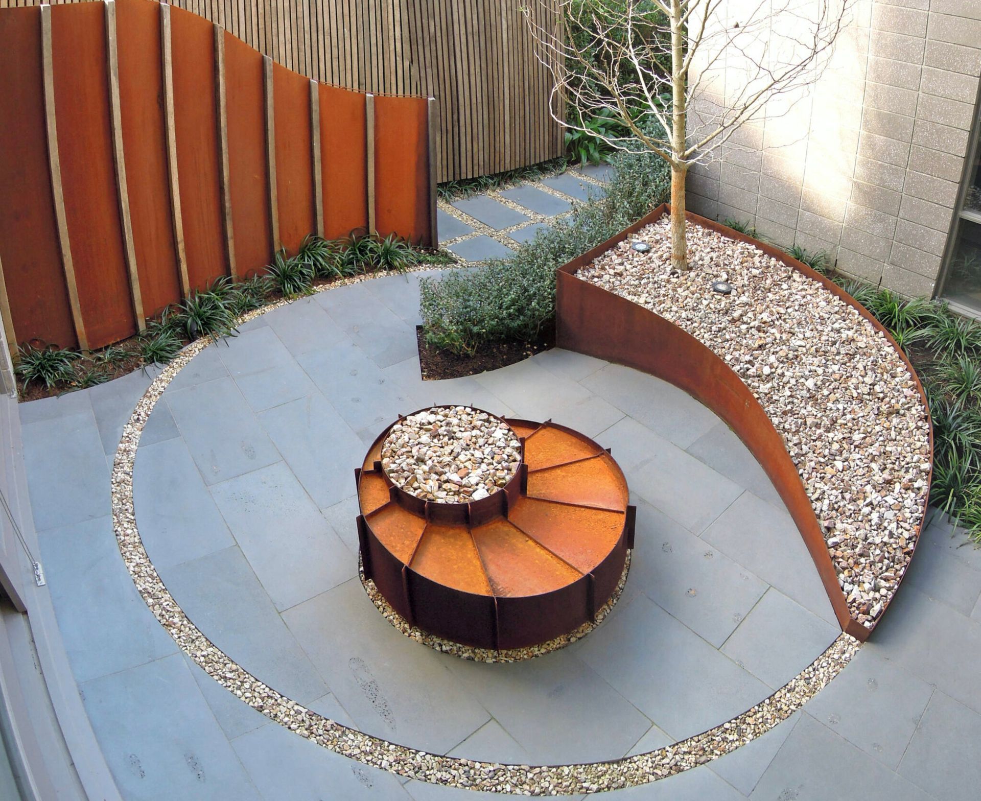 Circular Planter With Pavers - Riverstone, NSW - AA West Precast Concrete