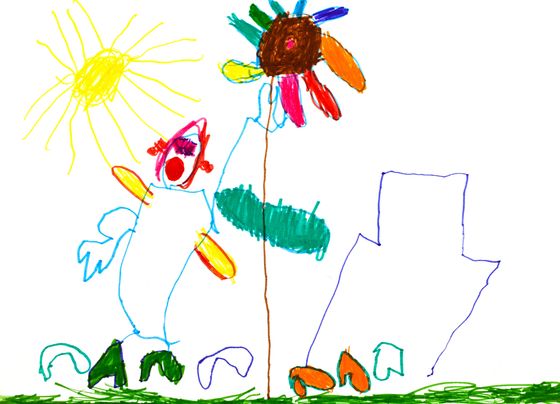 Children's drawing in felt pens