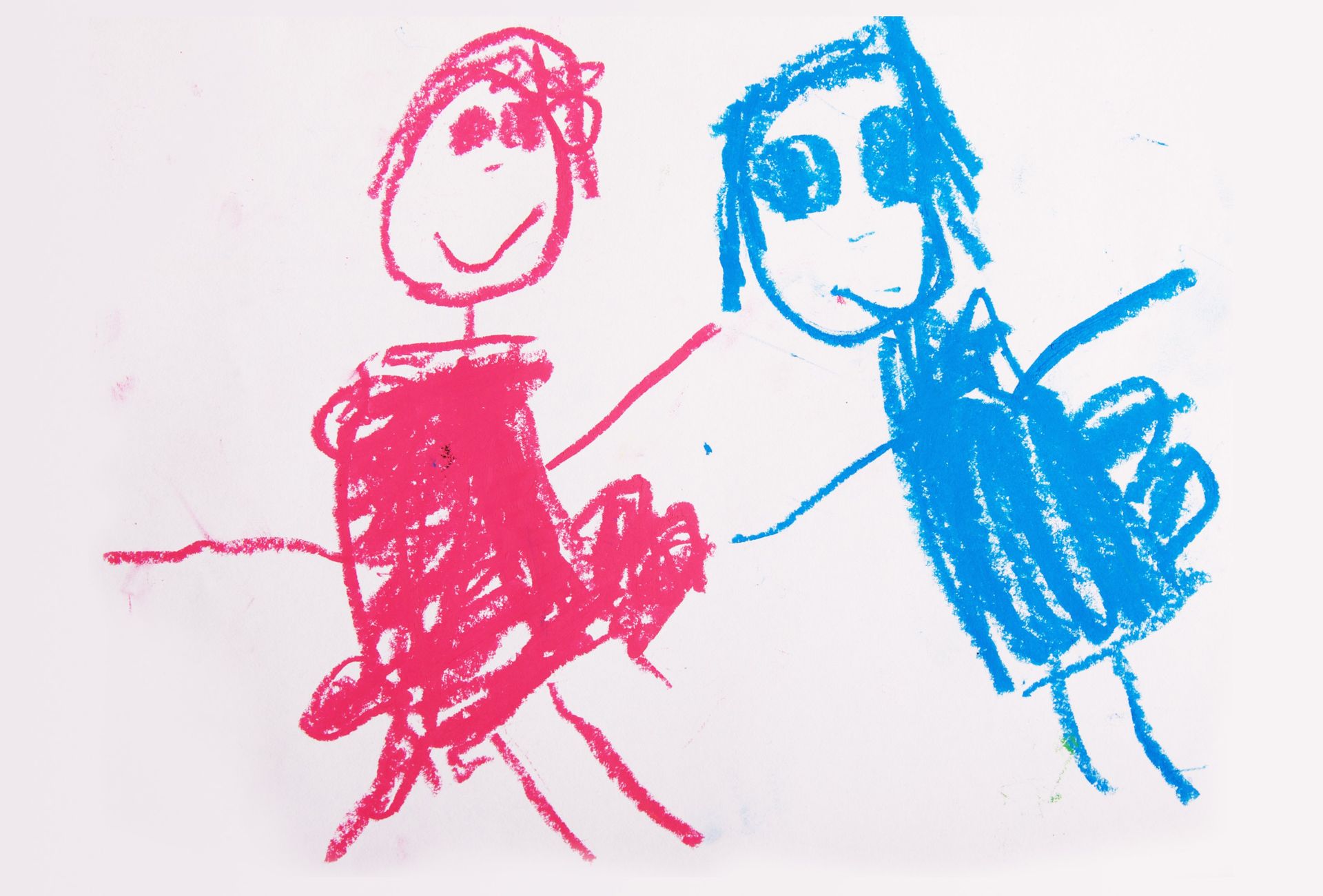 Crayon drawing of man and woman