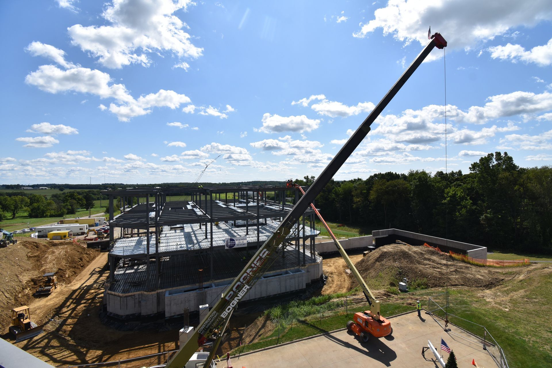 An Aerial View of a Construction Site with a Crane in the Foreground | Wooster, OH | Bogner Construction Company