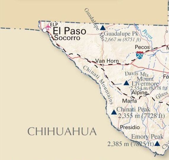 A map of chihuahua shows the location of el paso socorro