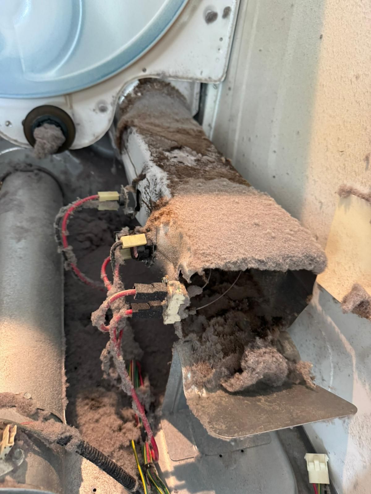 Dust covering old appliance part