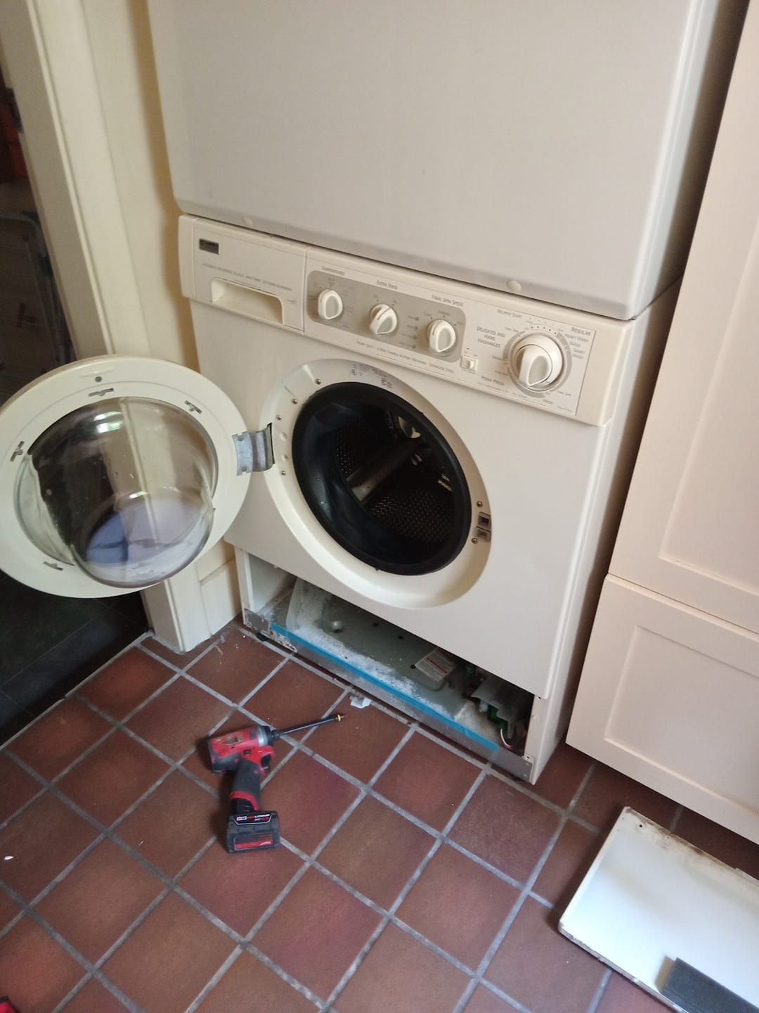 Drying machine with door open 