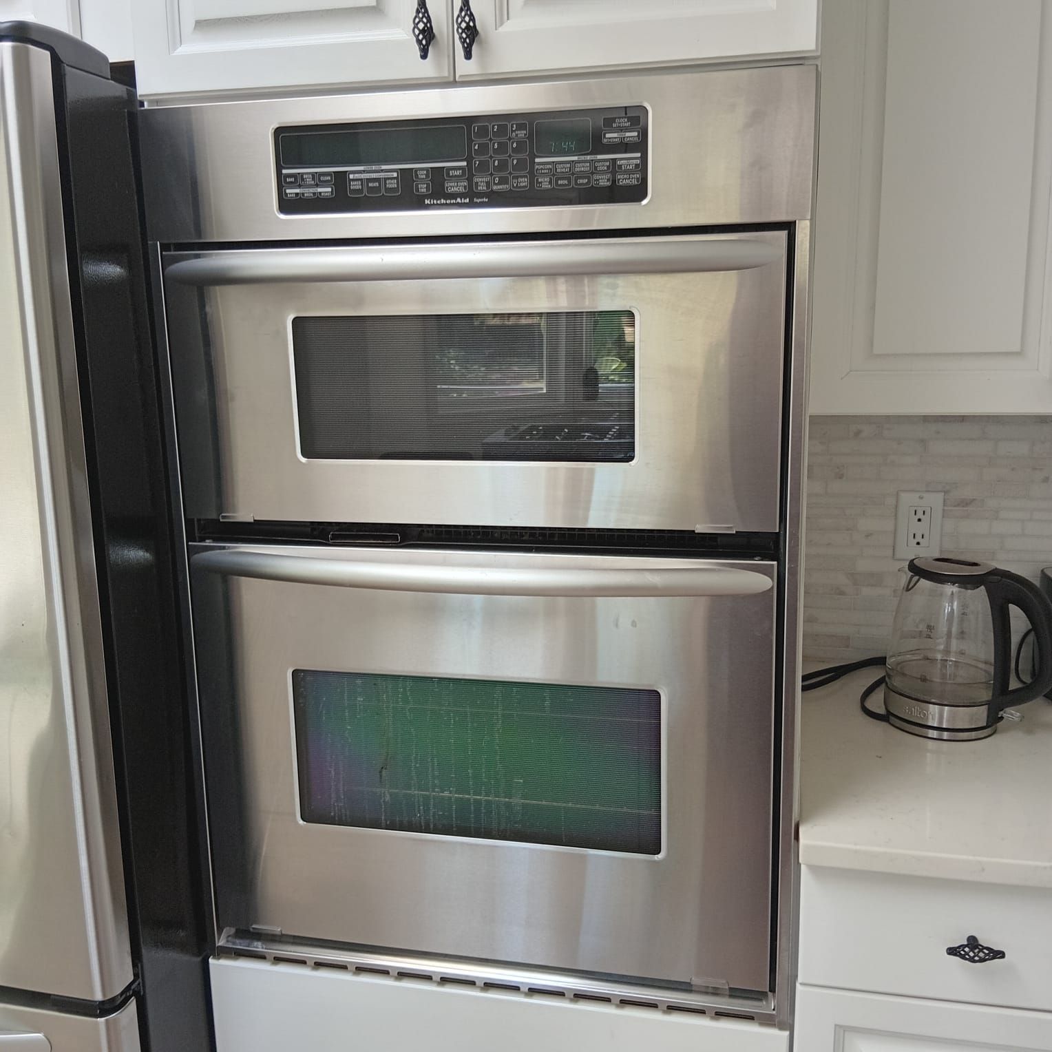 A stainless steel oven.