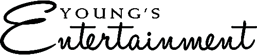 "Young's Entertainment" in black script and serif font.
