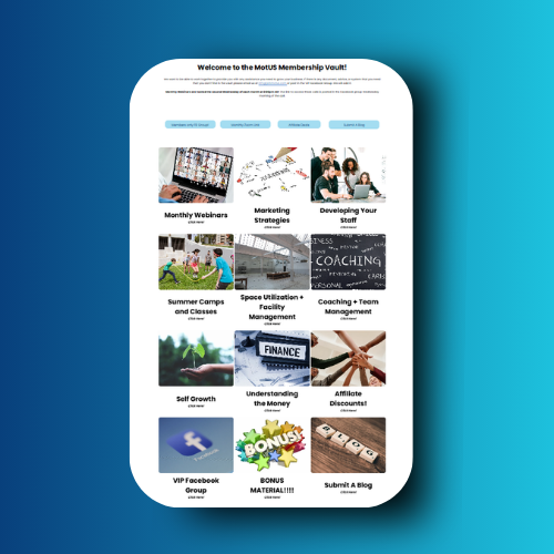 Mobile screen showing various business and self-improvement topics with a bonus and blog.