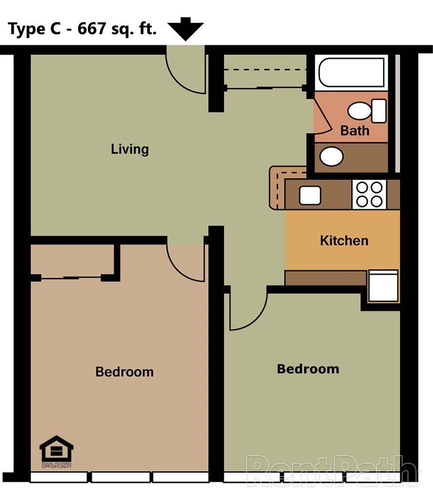 2 Bedroom Floorplan