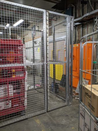 Weld mesh storage cage protecting goods