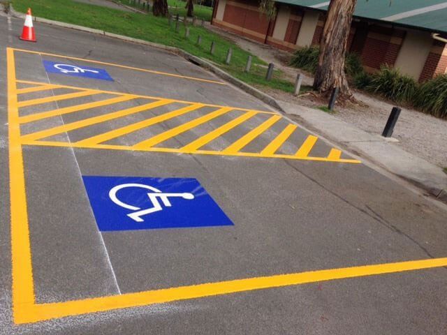 Line marking showing car park area for disabled parking