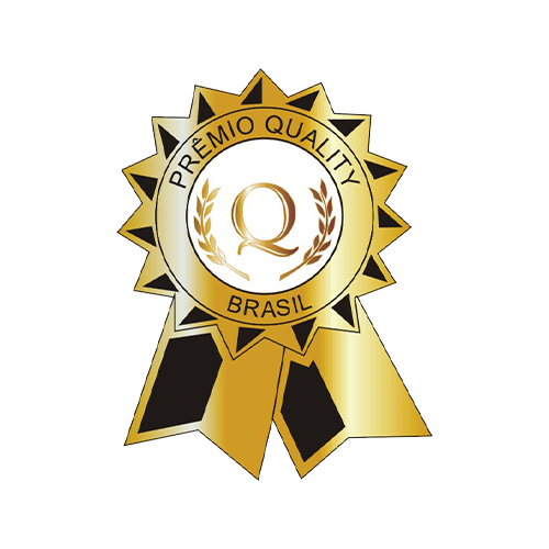Uma fita dourada que diz premio qualidade brasil