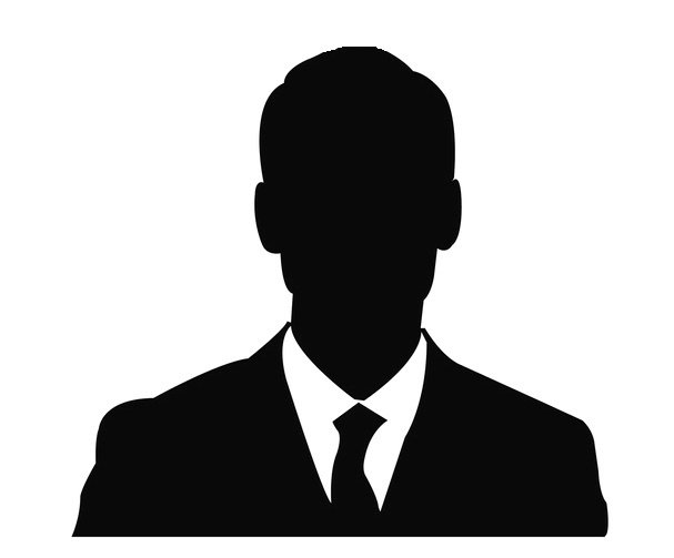 Silhouette of a person in a suit and tie, presumably a businessman or executive.