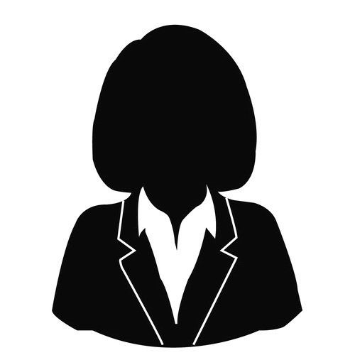 Silhouette of a woman wearing a blazer and collared shirt, likely a professional portrait.