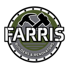 Logo for Farris Builders & Renovators with crossed hammers and text.