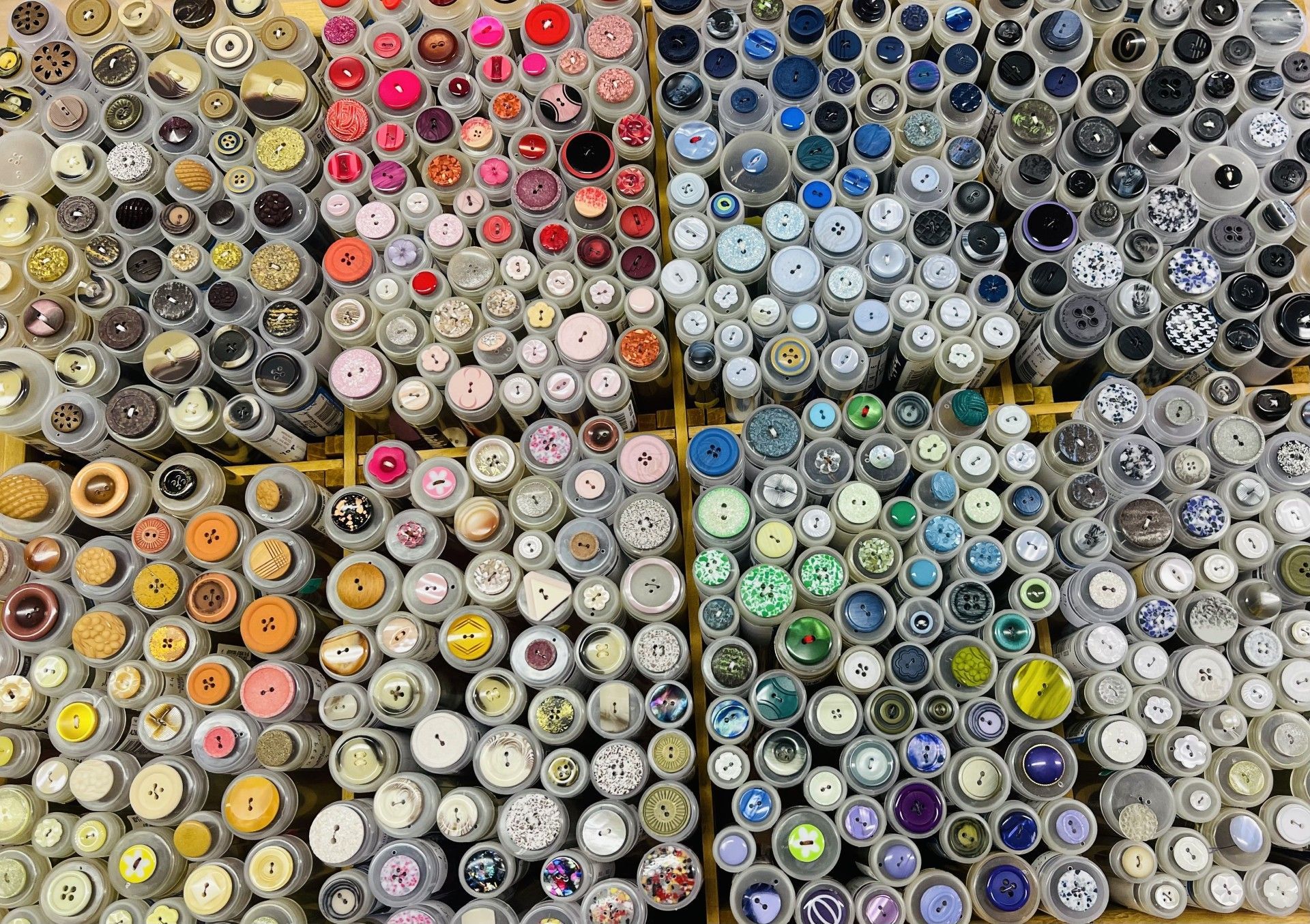 There are many different types of buttons in this picture.