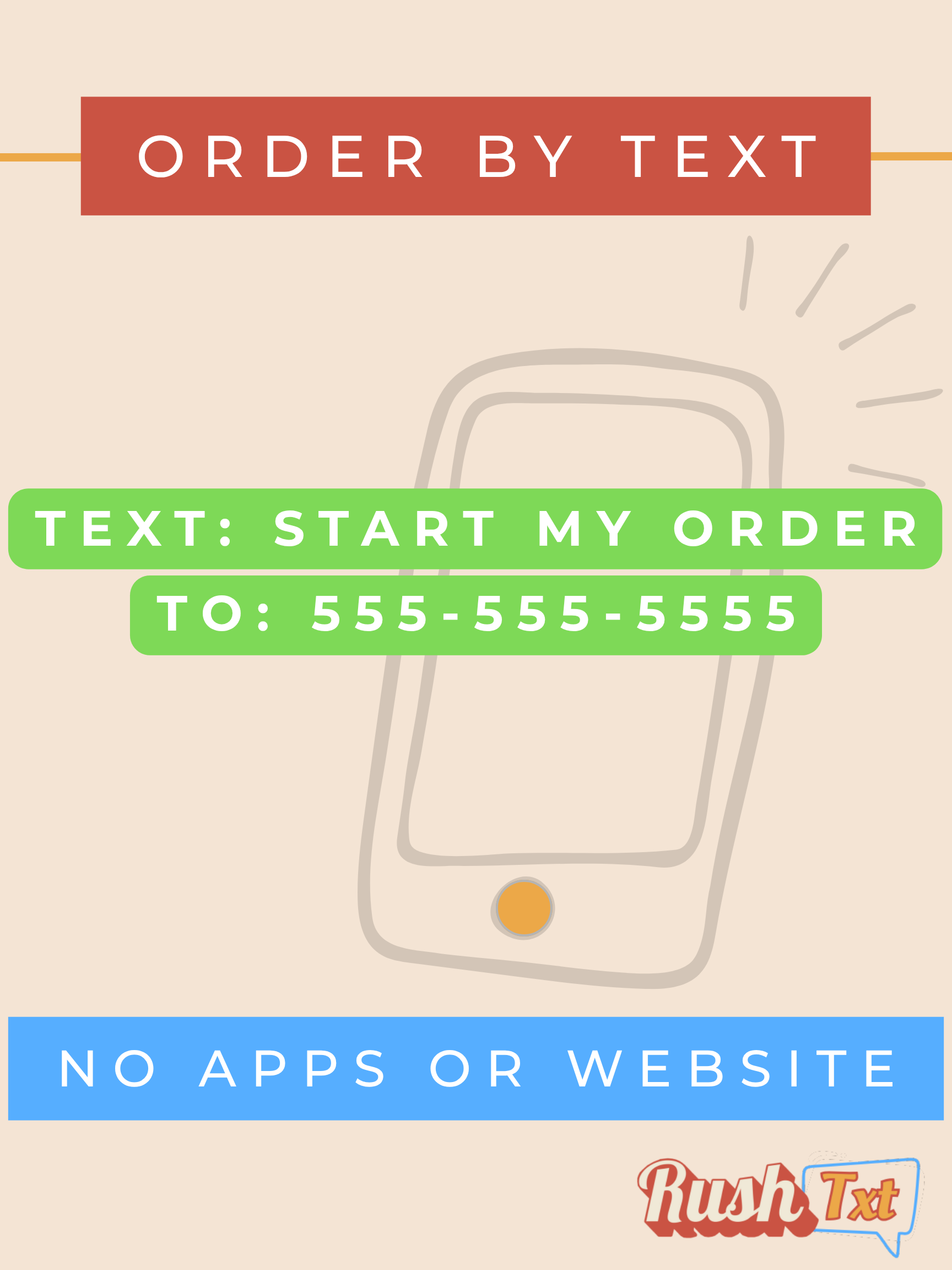 An advertisement for a restaurant that says order by text