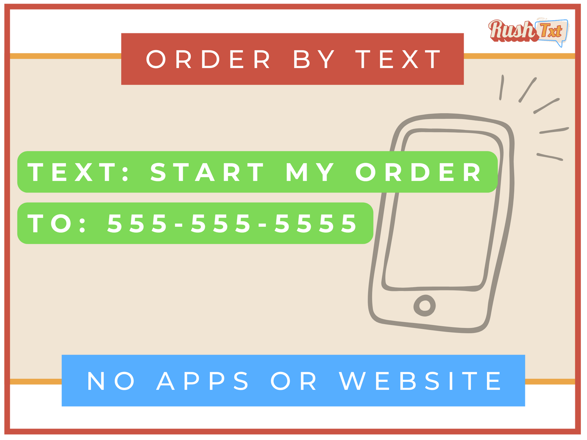 An advertisement for a restaurant that says order by text