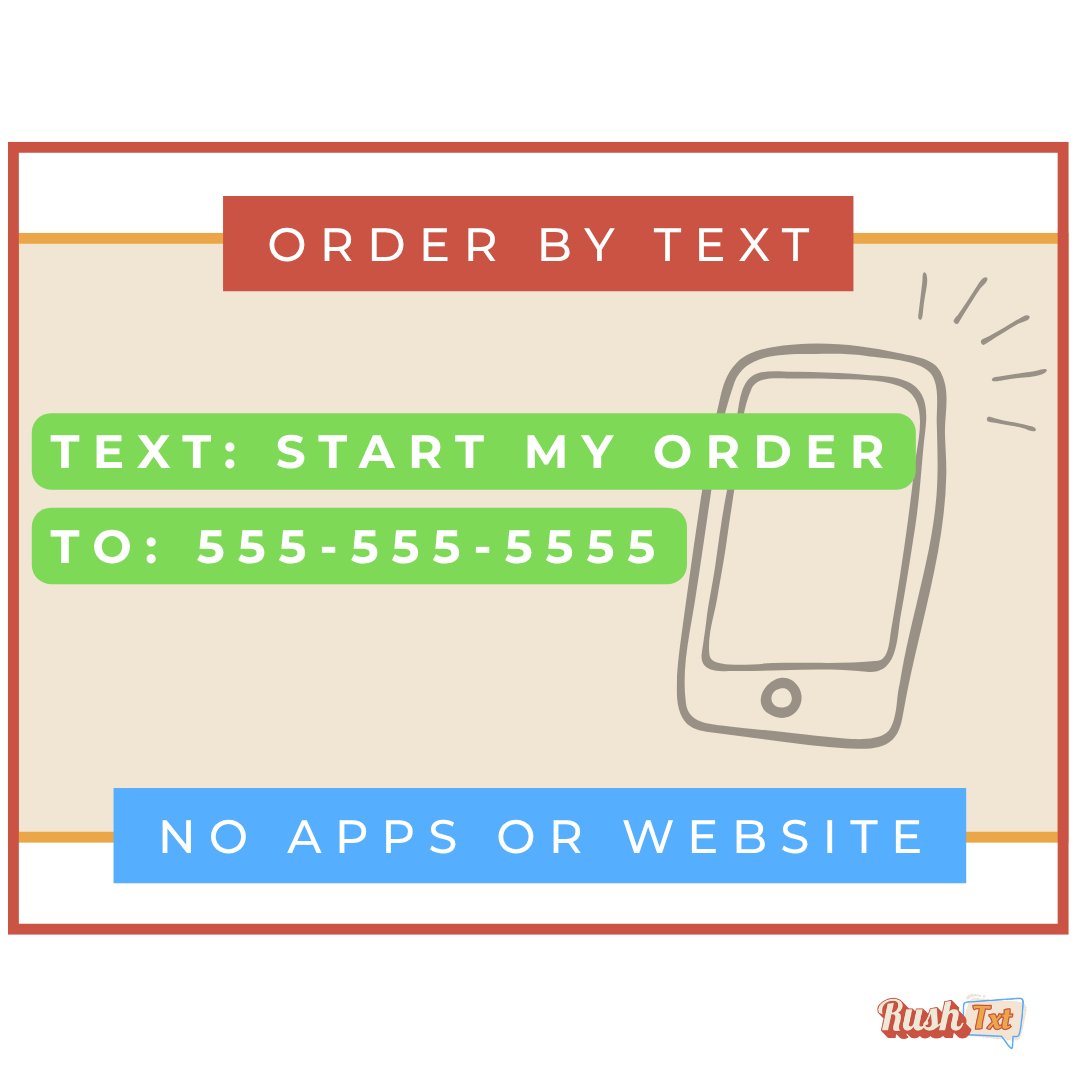 An advertisement for a restaurant that says order by text