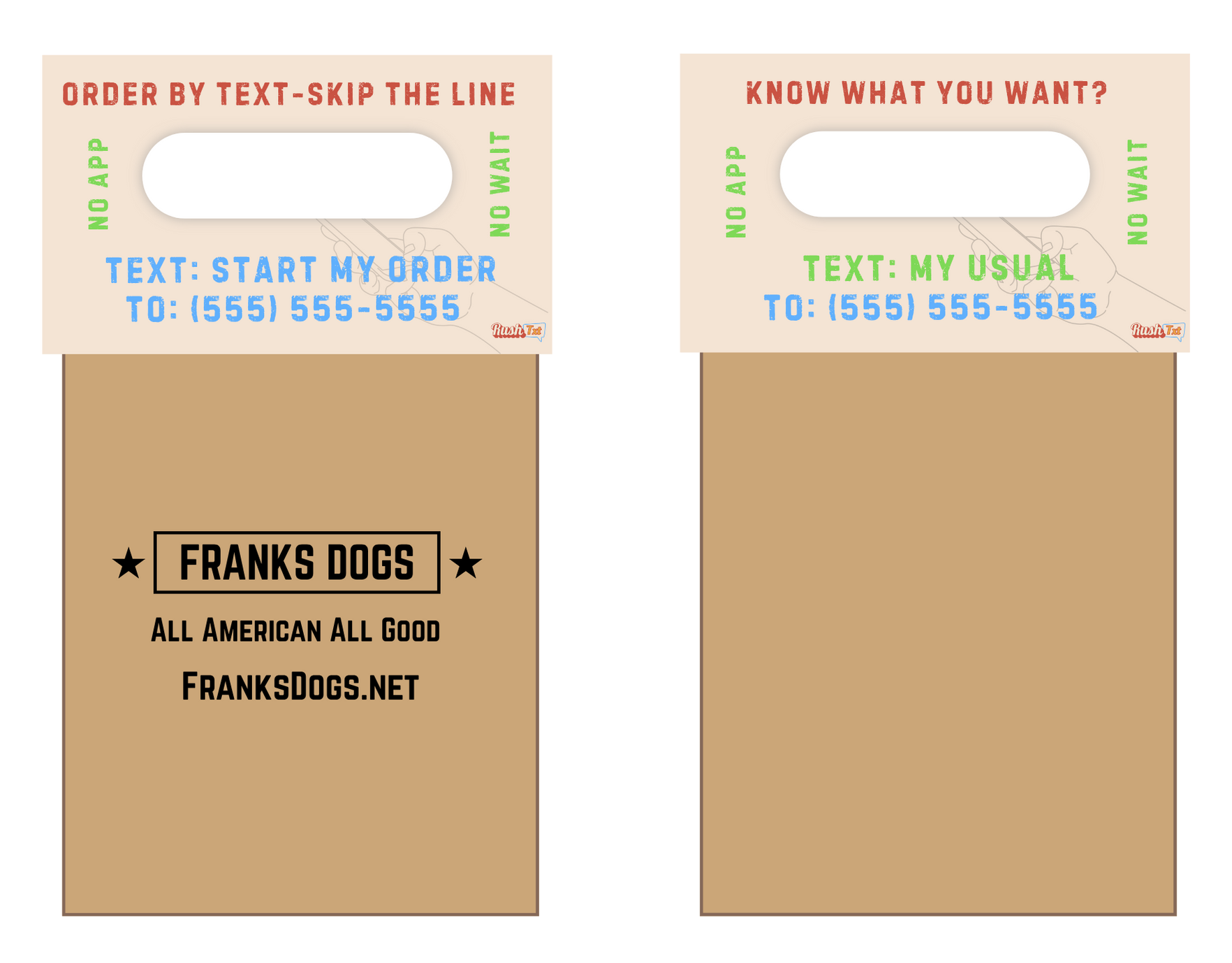 A hand is holding a cell phone with a message that says order with a text