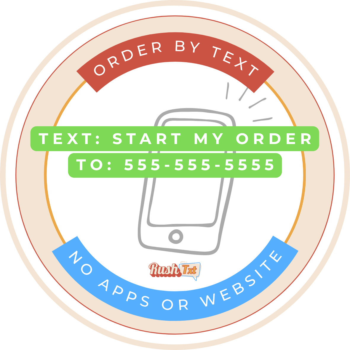 A sticker that says order by text on it